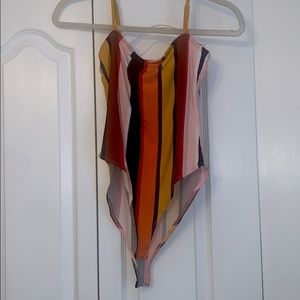 Colorful stripped body suit